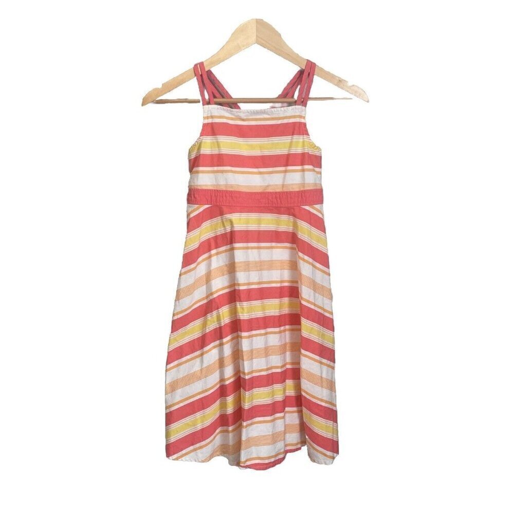 Gymboree Girls Dress 100% Cotton Multi Pink Striped Size 10 Midi Sleeveless